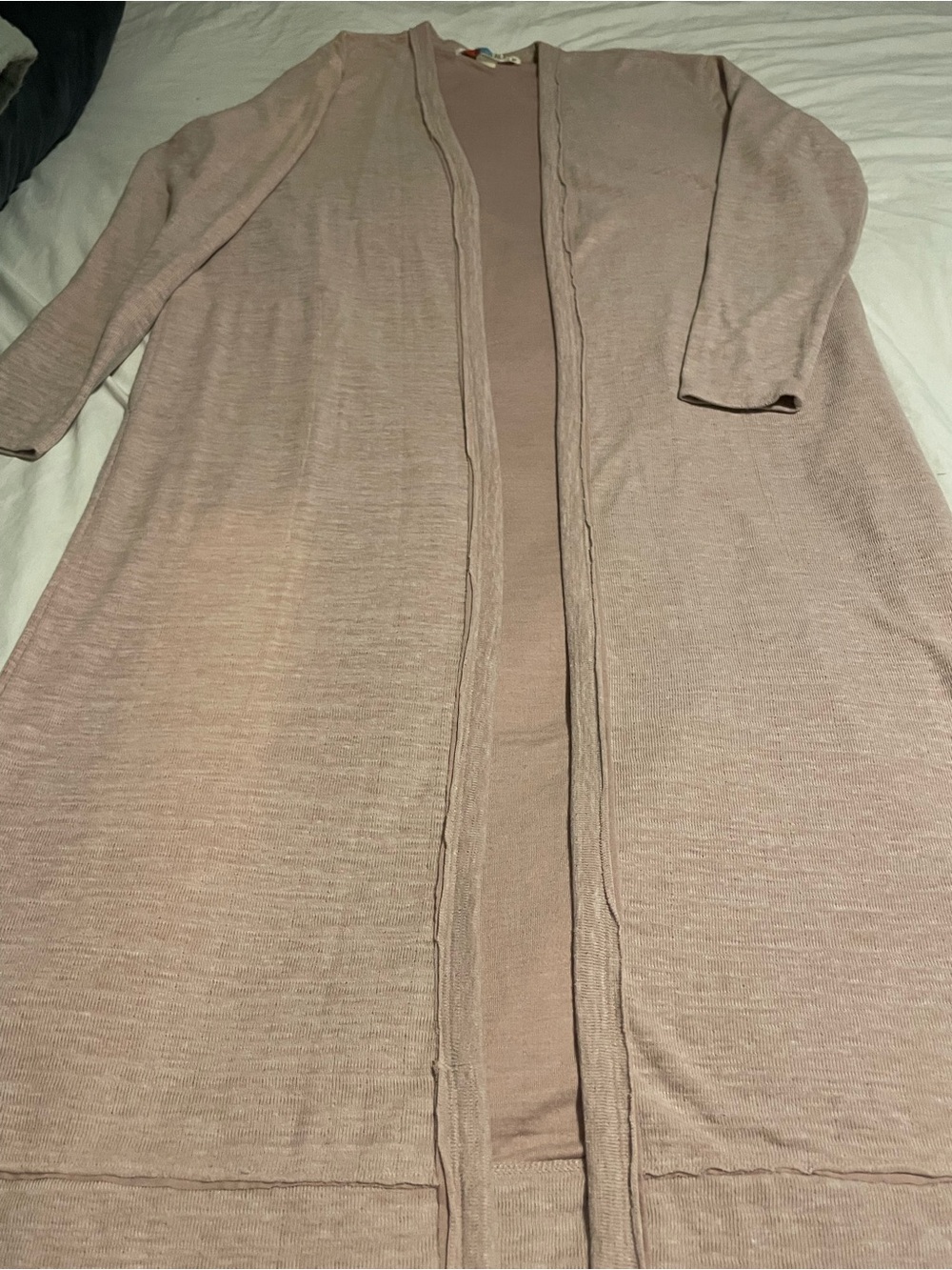 Free People Dusty Rose Open-Front Long Cardigan Size S
